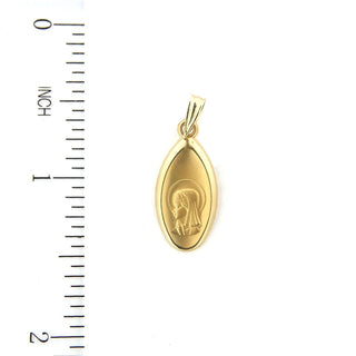 18k Solid Yellow Gold Virgin Girl Oval Medal Pendant , Amalia Jewelry