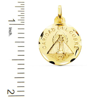 18K Solid Yellow Gold Caridad Del Cobre 16 mm Medal Amalia Jewelry