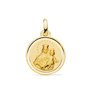 18K Solid Yellow Gold Mary Help of Christians Medal "Maria Auxiliadora" 16mm , Amalia Jewelry