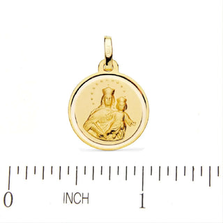 18K Solid Yellow Gold Mary Help of Christians Medal "Maria Auxiliadora" 16mm , Amalia Jewelry