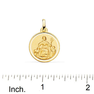 18K Solid Yellow Gold Our Lady Mother of the Good Shepherd Medal 18mm , Amalia Jewelry