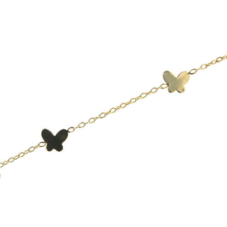 18K Yellow Gold in line Flat design Butterfly Bracelet 6 inches with extra rings , Amalia Jewelry