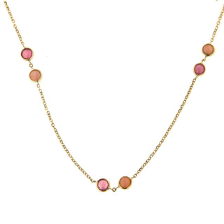 18K Yellow Gold Pink & Red Tourmaline Necklace Amalia Jewelry