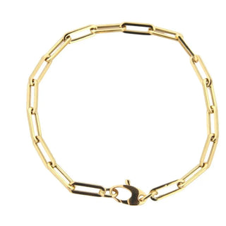 18K Solid Yellow Gold Paper Clip Link Bracelet 7.75 inches . , Amalia Jewelry