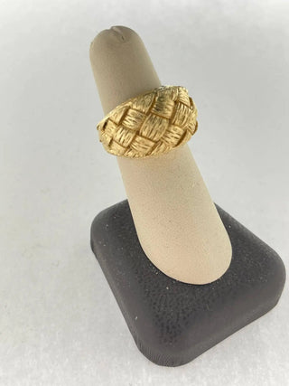 18K Gold weaved satin ring for woman , Amalia Jewelry