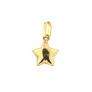 18k Solid Yellow Gold Small Puffy Star Pendant Amalia Jewelry