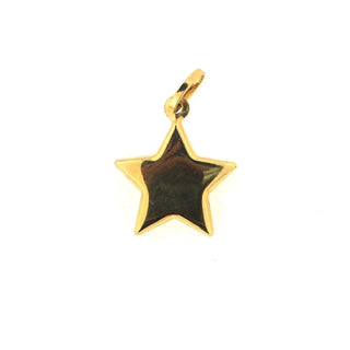 18K Solid Yellow or White Gold Polished Puffy Large Star Pendant 0.65 inch diameter , Amalia Jewelry