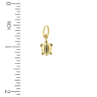 18k Solid Yellow gold Mini Puffy Turtle Pendant , Amalia Jewelry